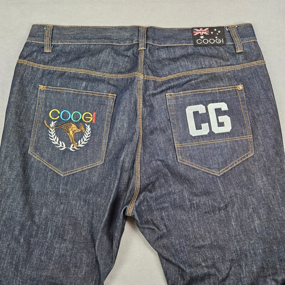 Coogi Mens Jeans Sz 46‎ Baggy Loose Fit Embroidered Kangaroo CG Dark Wash